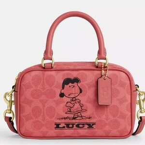 Coach X Peanuts Satchel Crossbody Bag In Signature Canvas With Lucy
